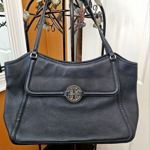 Tory Burch Black Pebbled Leather Shoulder Bag